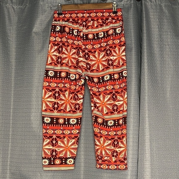 NEW MIX ORANGE PATTERN SMALL STRETCH CAPRI PANTS NEW WITH TAGS - Picture 6 of 7